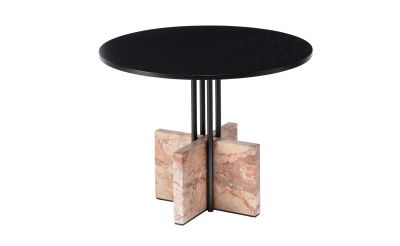 Gravity Table Beistelltisch mit schwarzer Tischplatte und Marmorfuß, moderner Akzenttisch für Wohnzimmer.